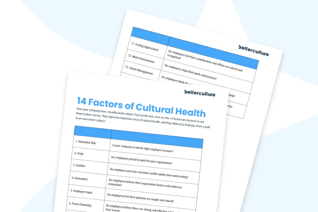 BetterCulture's 14 Factors of Cultural Health