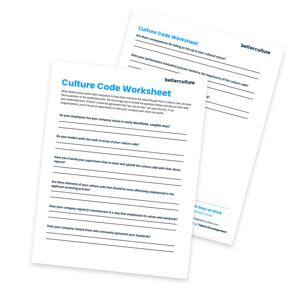 BetterCulture's Culture Code Worksheet